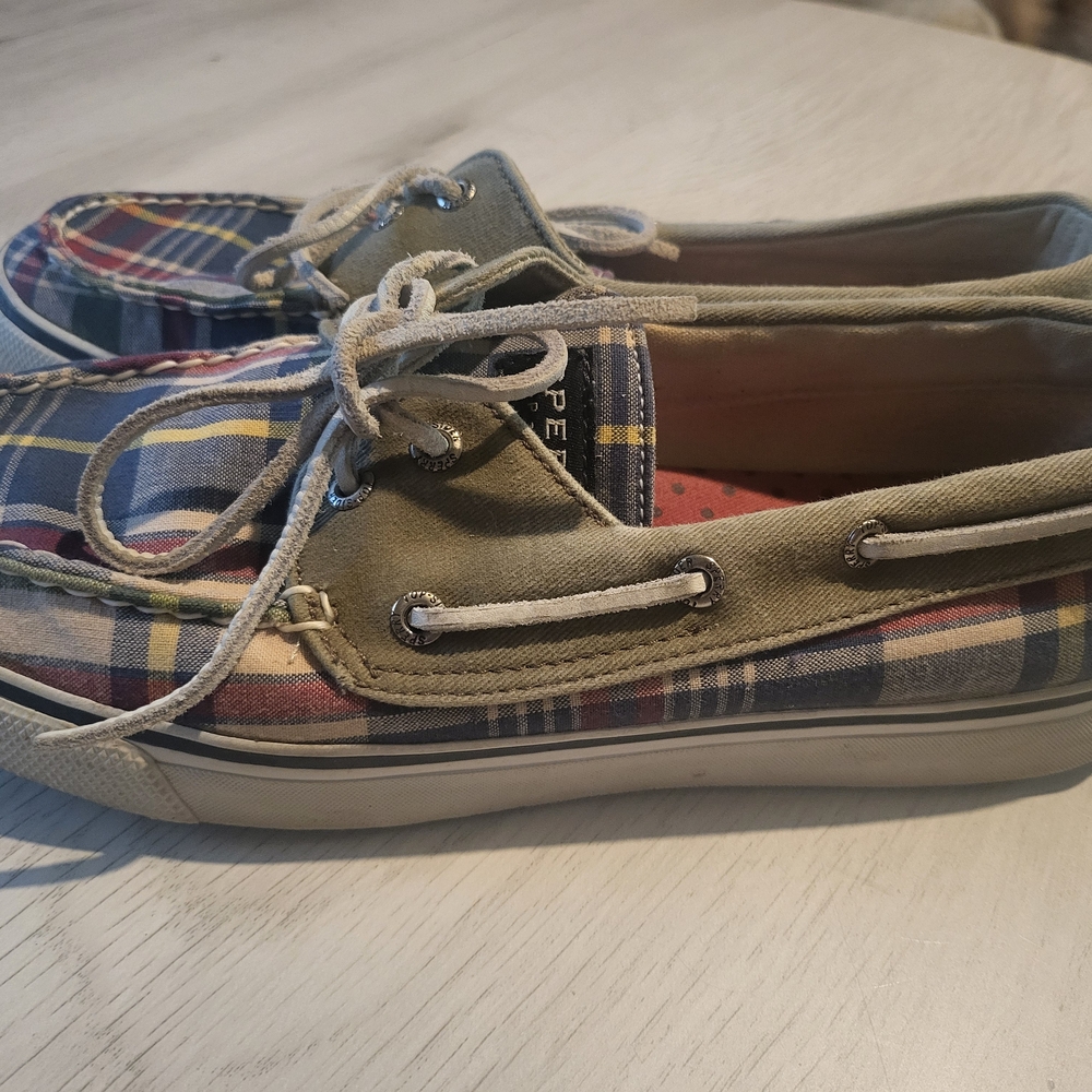 Plaid Canvas Boat Shoes